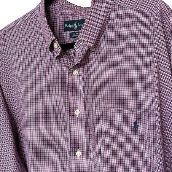 Ralph Lauren Men's Blake Cotton Red White + Blue Plaid Button Down Size 2X - Picture 3 of 5